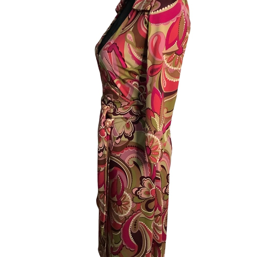 RUBY SIZE 2 RETRO‎ VINTAGE WRAP AROUND MIDI Long Sleeve DRESS. Y2K,hippie - Picture 8 of 16